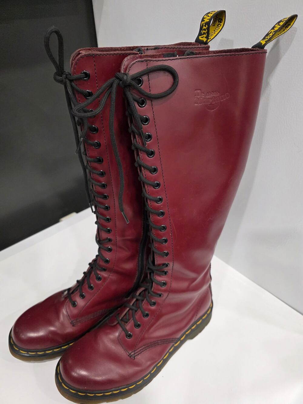 Dr Martens 1B60 Cherry Red 20 Eye Knee High Leather Boots US 9 UK 7 EU 41